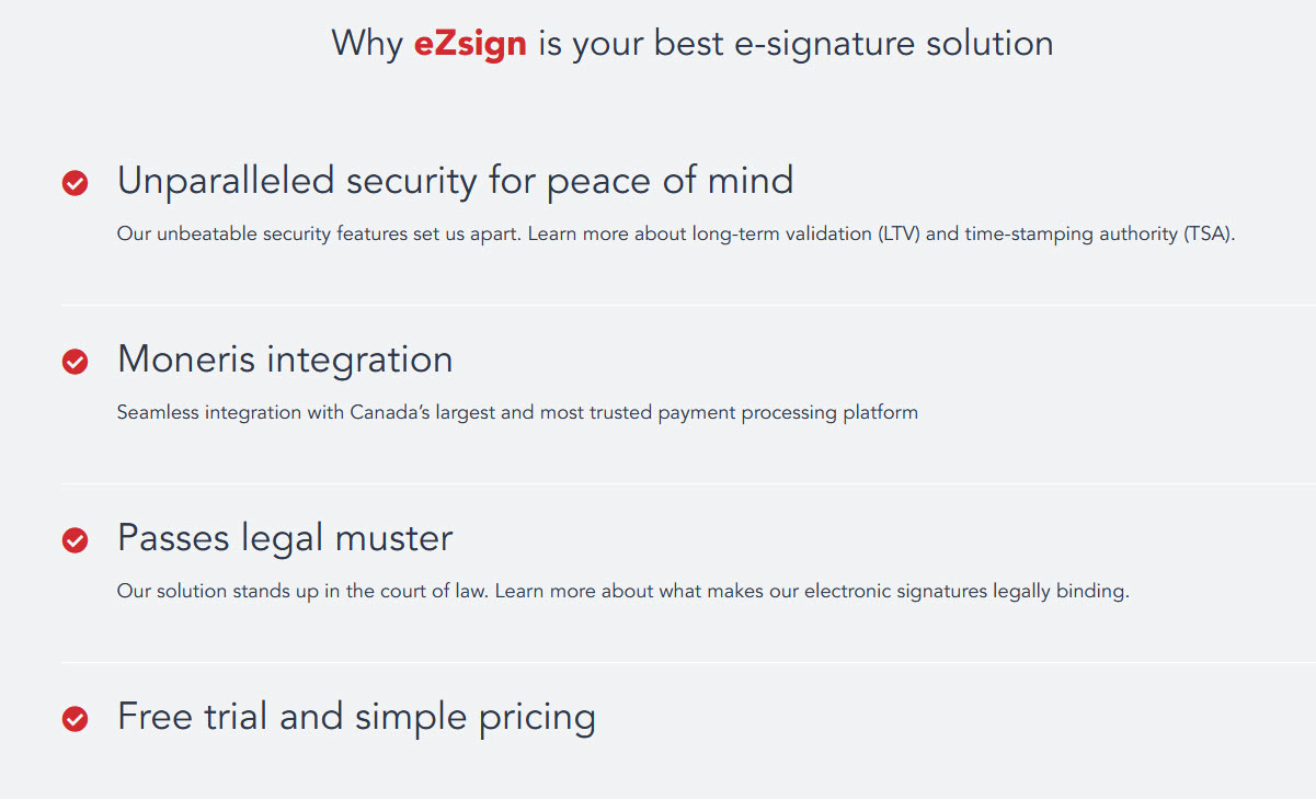 Benefits eZsign Electronic Signature Canada